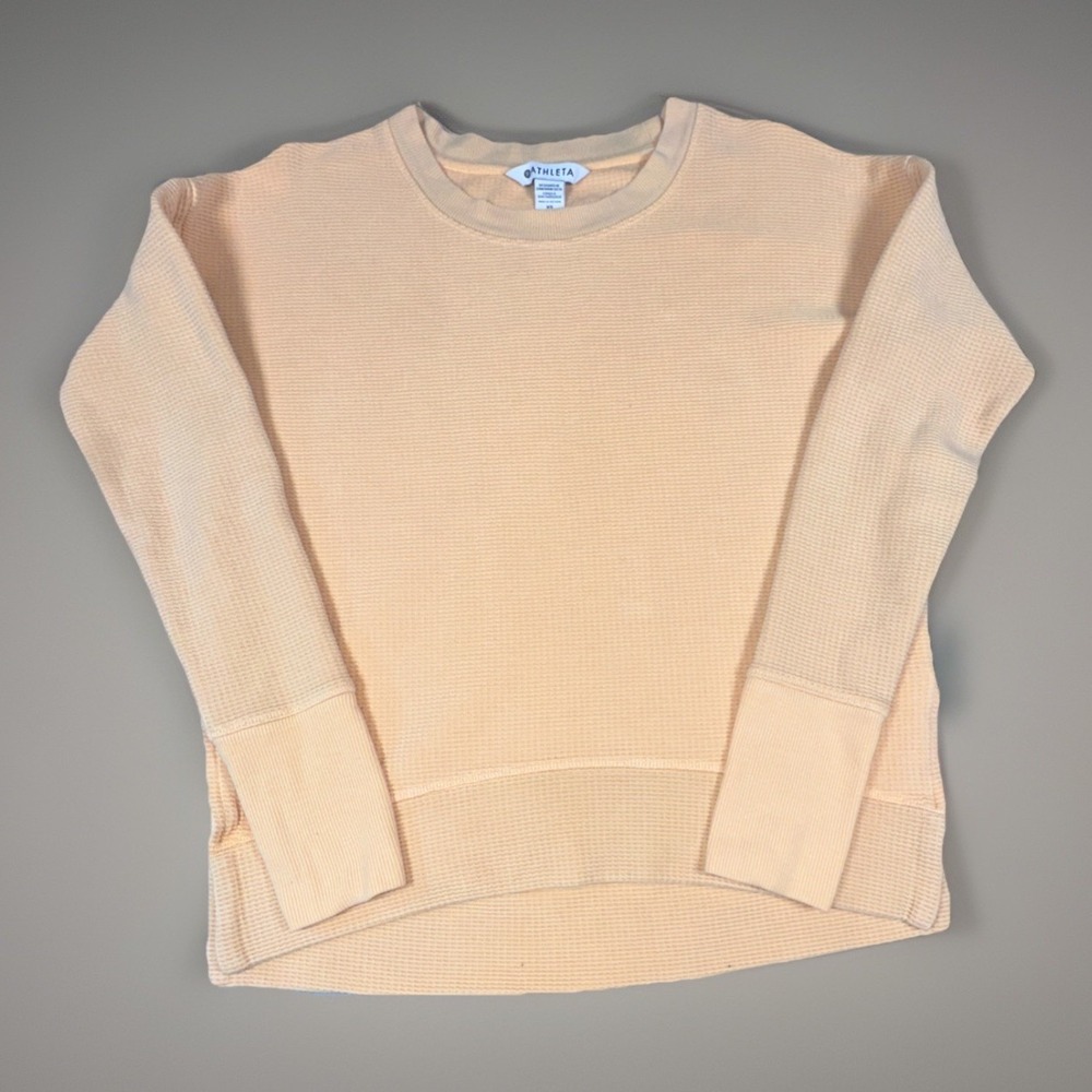 Athleta Peach Coaster Luxe Waffle Sweatshirt Size XS W/ Thumb‎ Holes